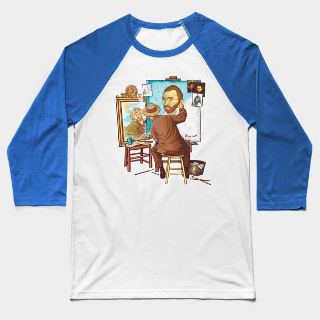 Van Gogh Triple Self Portrait Baseball T-Shirt by TonyCenteno